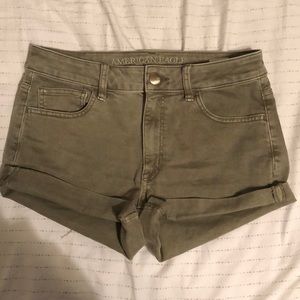 American Eagle Army Green Denim Shorts Size 6